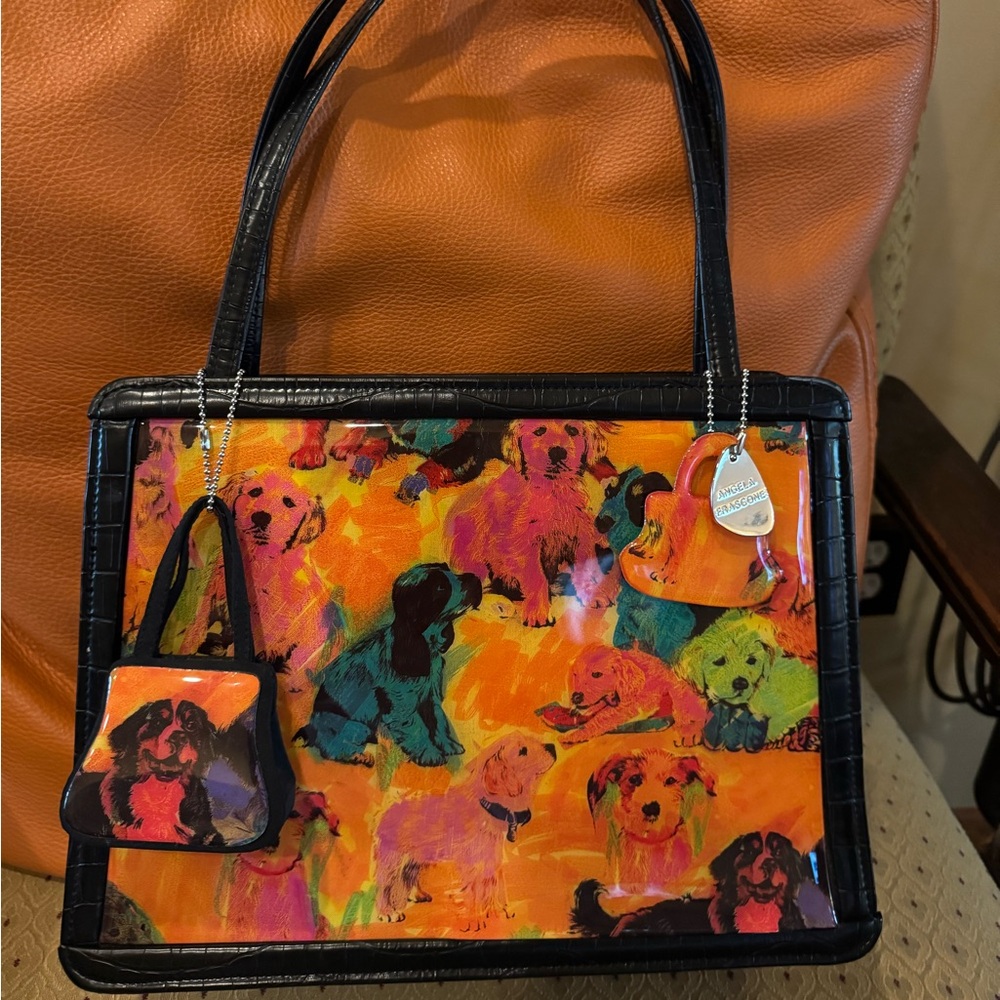 Angela Frascone Signed Limited Edition 3/200 Leather Art Handbag Dogs Puppies